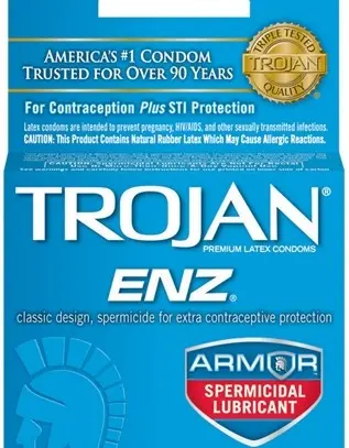Trojan Enz Armor Spermicidal Lubricated Condoms - 3 Pack