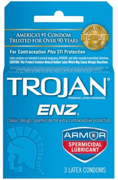 Trojan Enz Armor Spermicidal Lubricated  Condoms - 3 Pack