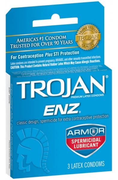 Trojan Enz Armor Spermicidal Lubricated  Condoms - 3 Pack