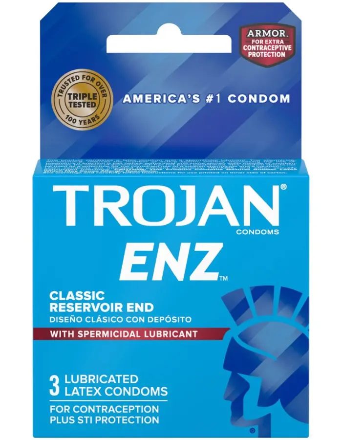 Trojan Enz Armor Spermicidal Lubricated Condoms - 3 Pack