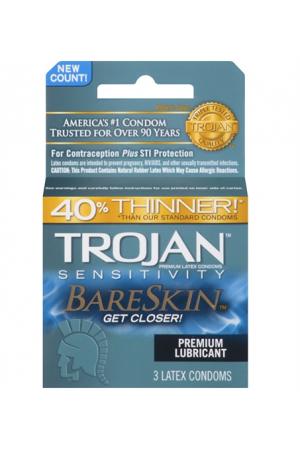 Trojan Sensitivity Bareskin Lubricated  Condoms - 3 Pack