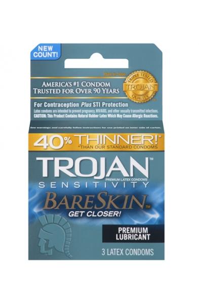 Trojan Sensitivity Bareskin Lubricated  Condoms - 3 Pack