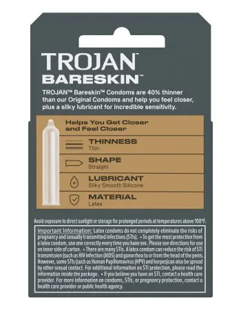 Trojan Sensitivity Bareskin Lubricated Condoms - 3 Pack