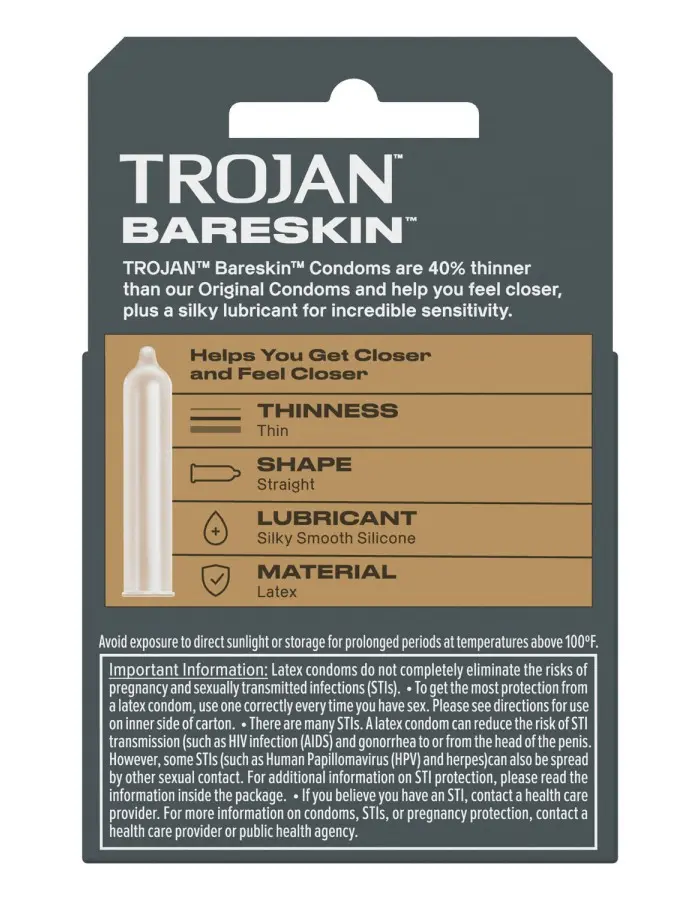 Trojan Sensitivity Bareskin Lubricated Condoms - 3 Pack