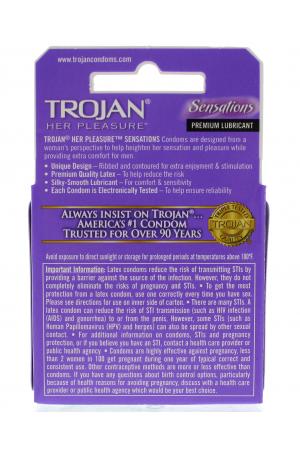 Trojan Her Pleasure Sensations Lubricated  Condoms - 3 Pack