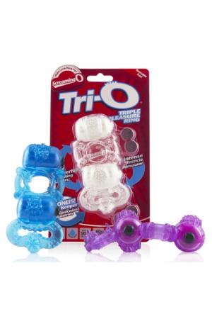 The Tri-O Triple Pleasure Ring - 6 Count Box - Assorted Colors