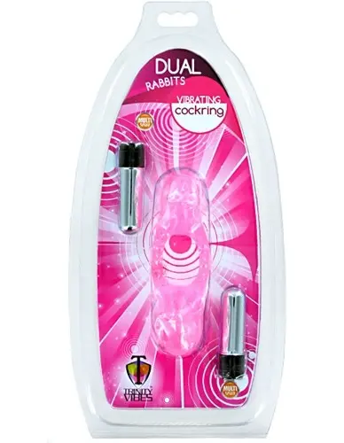 Dual Rabbits Vibrating Cock Ring - Pink