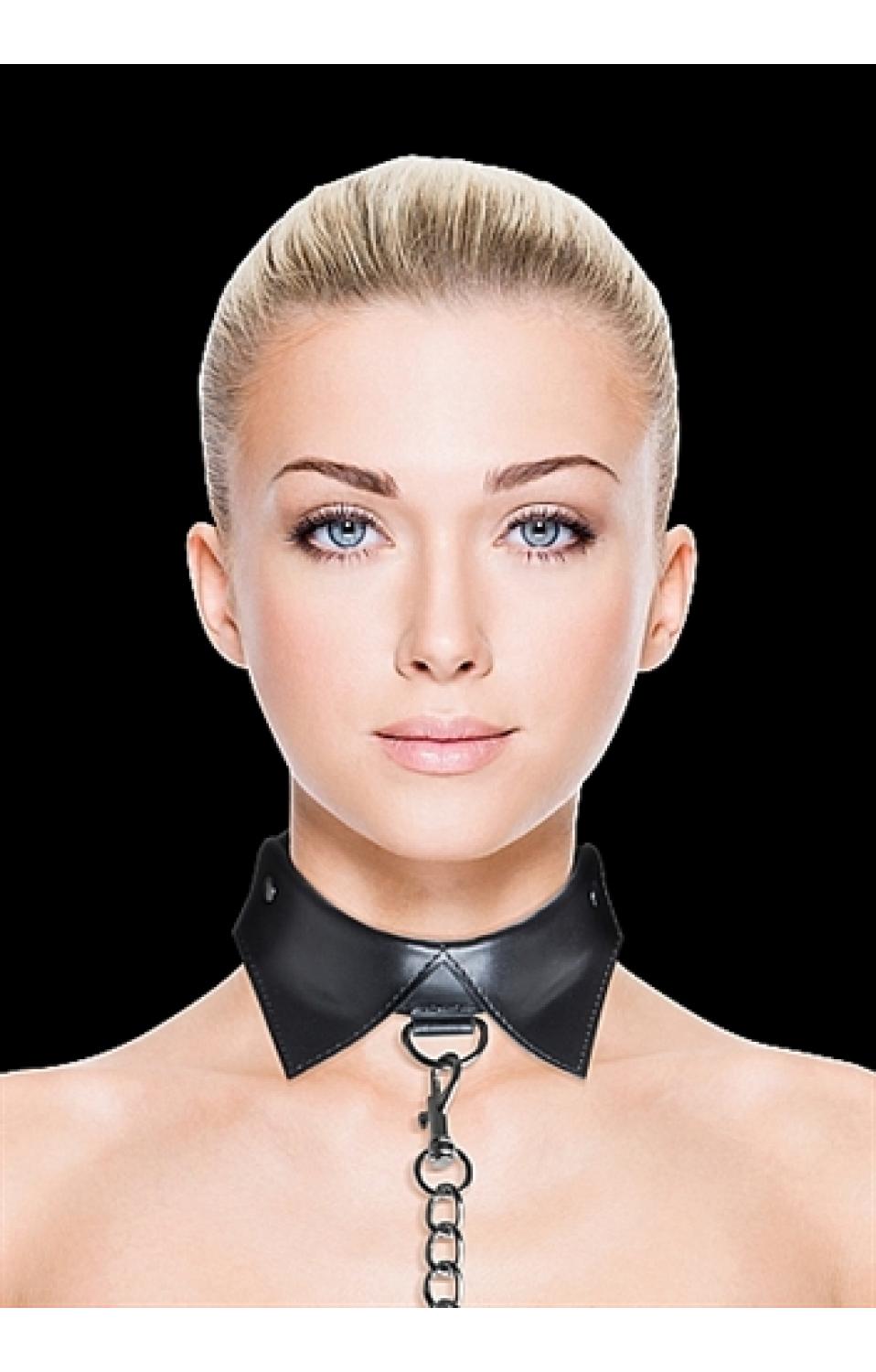 Exclusive Collar With Leash Black 5652