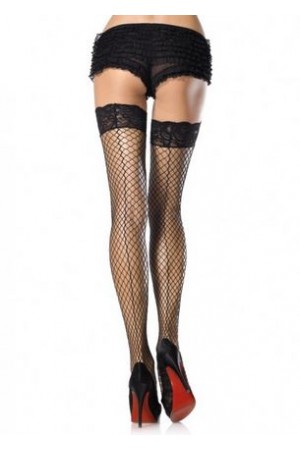 Stay Up Lace Top Thigh Highs With Backseam - One Size - Black