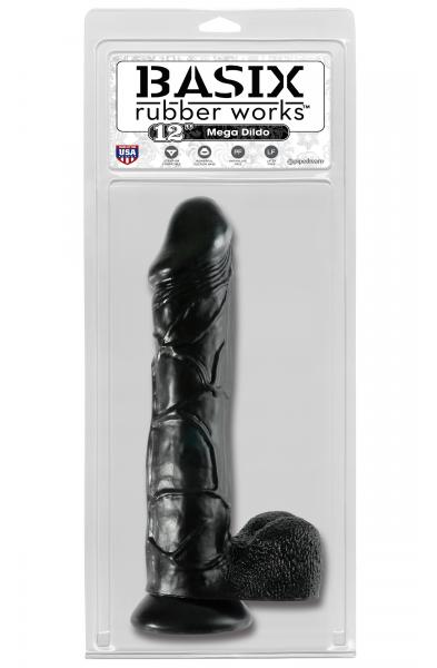 Basix Rubber Works 12 Inch Mega Dildo - Black