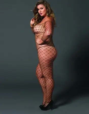 Fence Net Off the Shoulder Bodystocking - Queen Size
