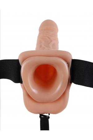 Fetish Fantasy Series 7-Inch Vibrating Hollow Strap-on With Balls - Flesh