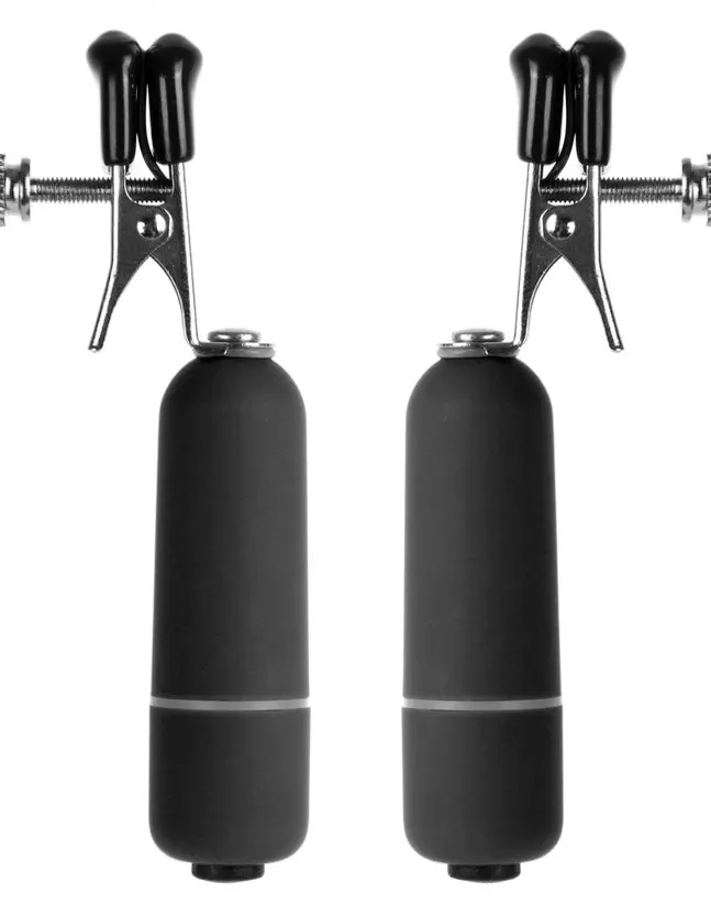 Vibrating Nipple Clamps - Black
