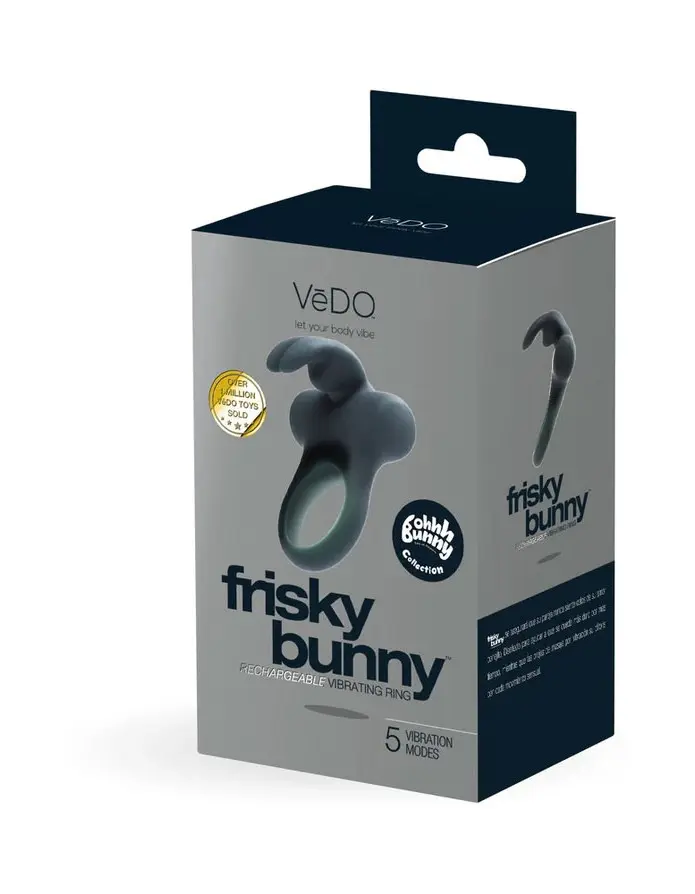 Frisky Bunny Vibrating Ring Black Pearl