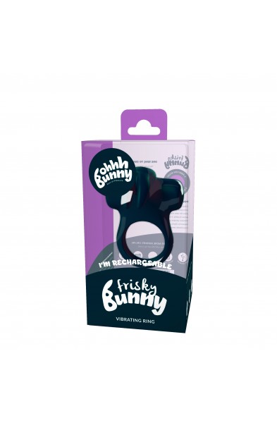 Ohhh Bunny Frisky Bunny Vibrating Ring - Black Pearl