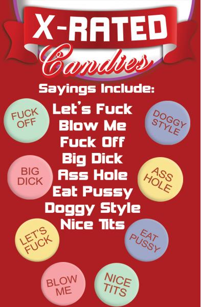 X-Rated Candy With Assorted Sayings - 24 Piece Display