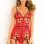 2 Pc. Caged Lace Garter Chemise and G-String Set - Red - Small/medium