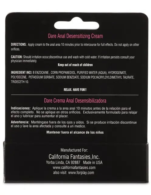 Dare - Anal Desensitizing Cream - 0.5 Oz.
