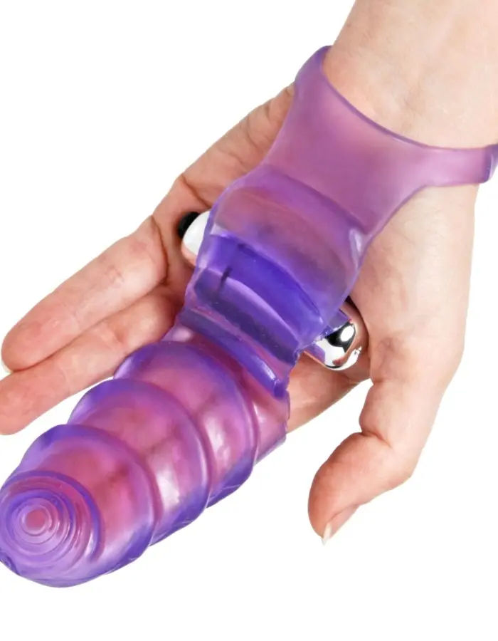 Double Finger Banger Vibrating G-Spot Glove - Purple