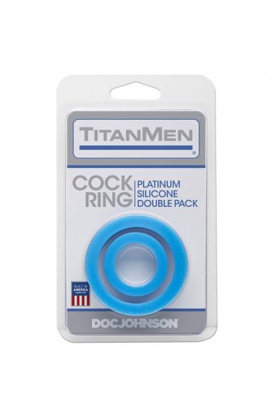 Titanmen Cock Ring Platinum Silicone Double Pack - Blue