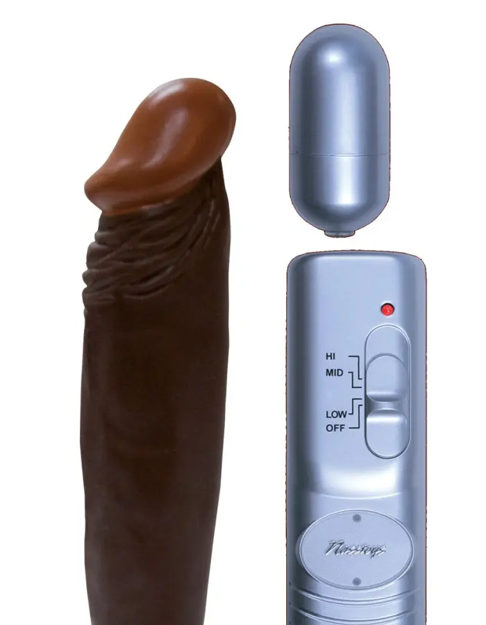 Afro American Whoppers 6 Inch Vibrating Dong With Bullet - Brown