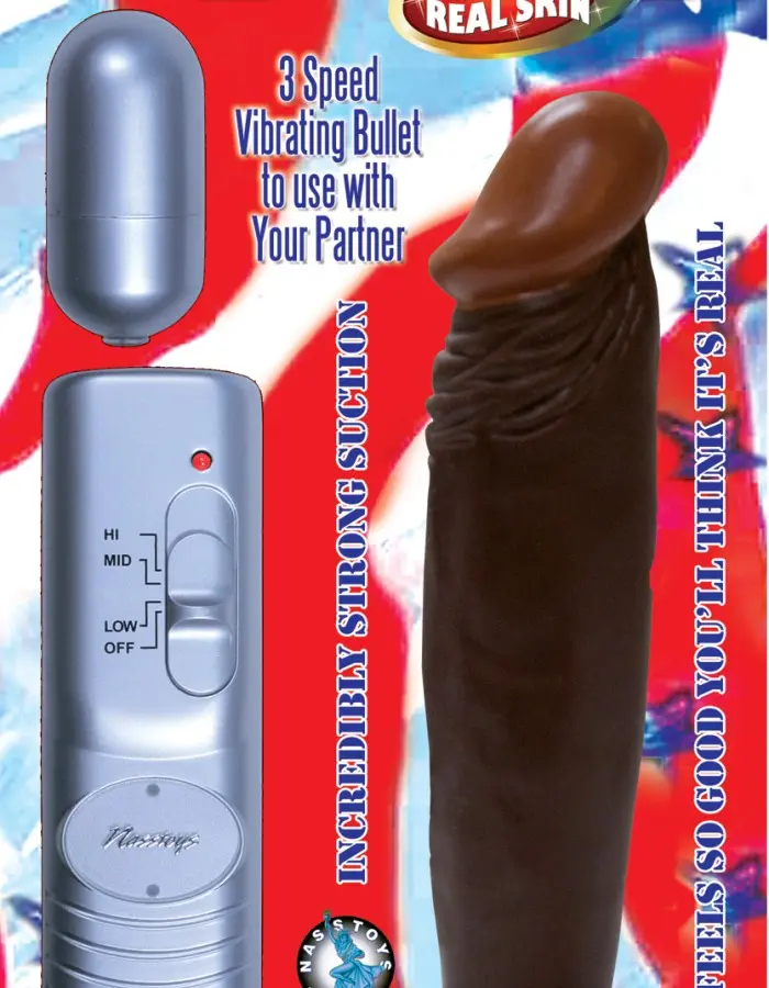 Afro American Whoppers 6 Inch Vibrating Dong With Bullet - Brown