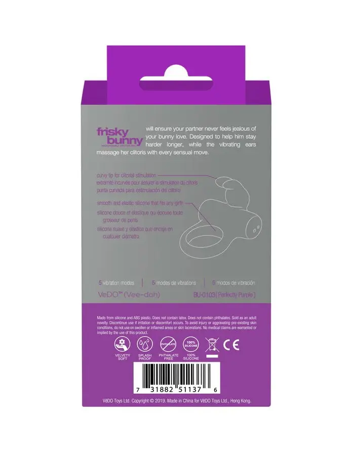 Frisky Bunny Vibrating Ring Perfectly Purple