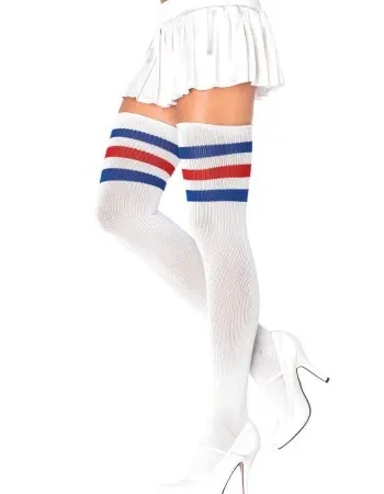 3 Stripes Athletic Ribbed Thigh Highs - One Size