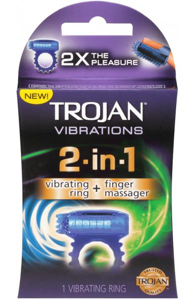 Trojan Vibrations 2-in-1 Vibrating Ring and Finger Massager