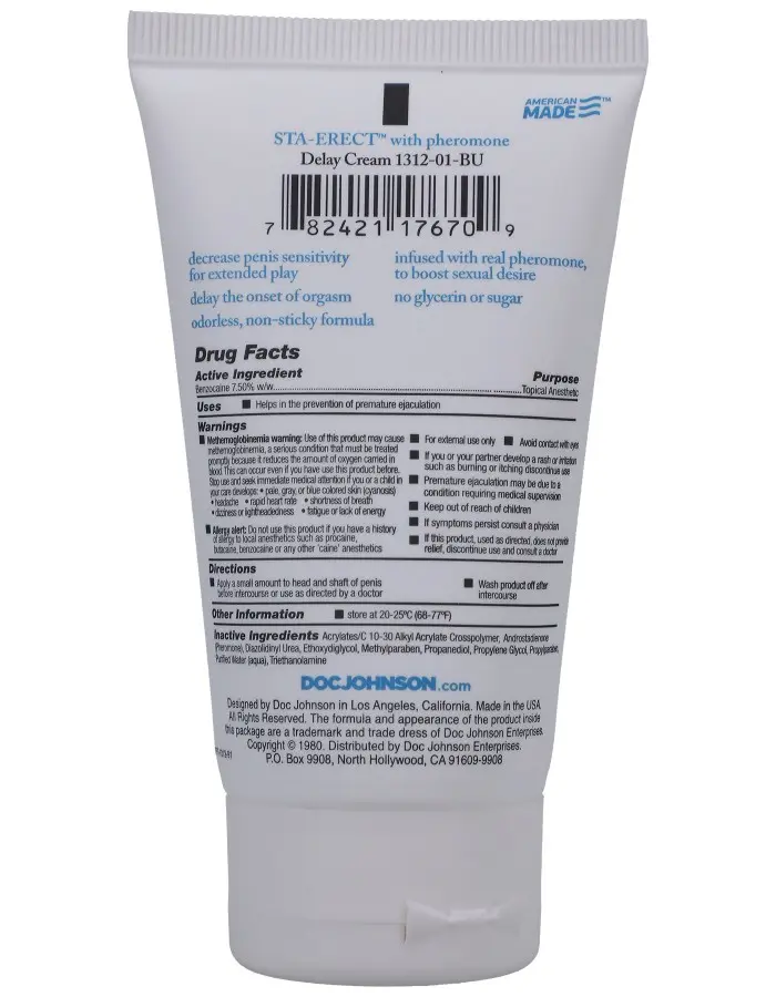Sta-Erect Delay Cream for Men - 2 Oz. - Bulk