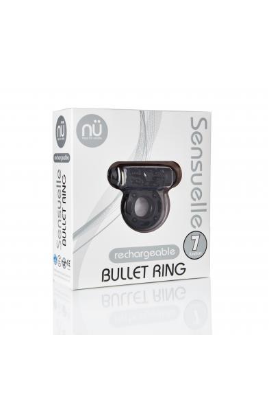 Sensuelle 7 Function Rechargeable Bullet Ring -  Black