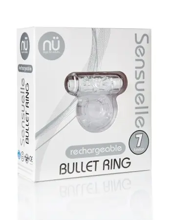 Sensuelle 7 Function Rechargeable Bullet Ring -  Clear
