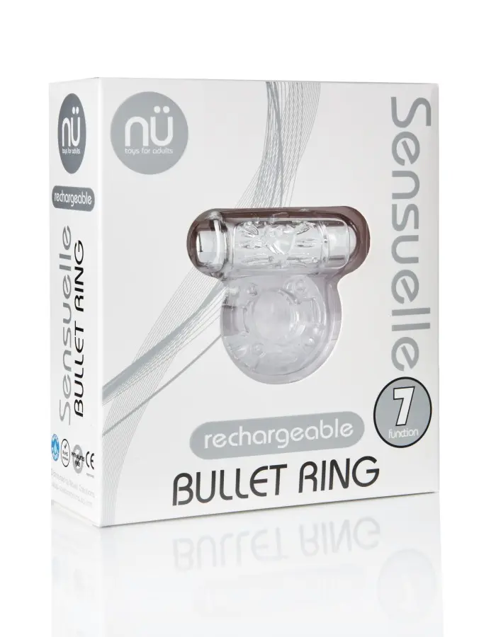 Sensuelle 7 Function Rechargeable Bullet Ring -  Clear