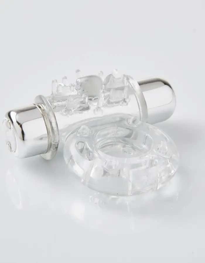 Sensuelle 7 Function Rechargeable Bullet Ring -  Clear