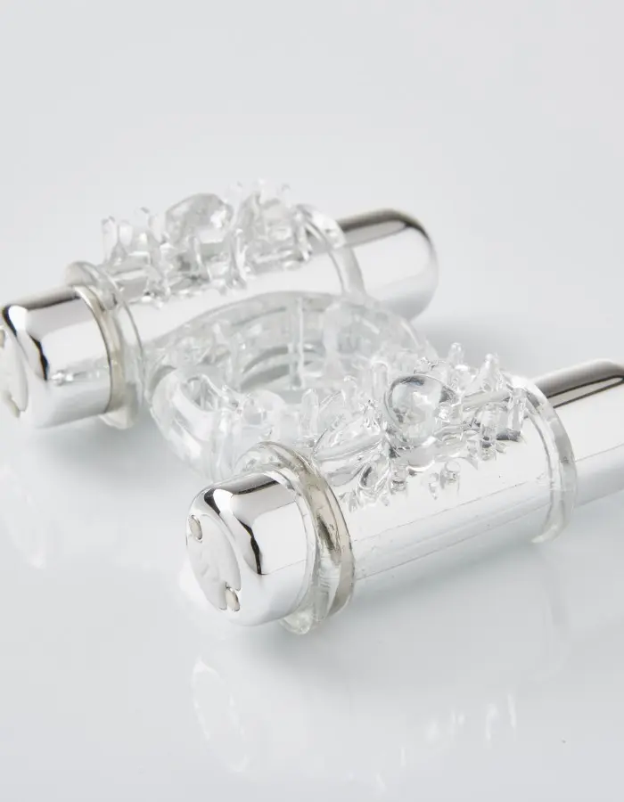 Sensuelle 7 Function Rechargeable Double Action Bullet Ring - Clear