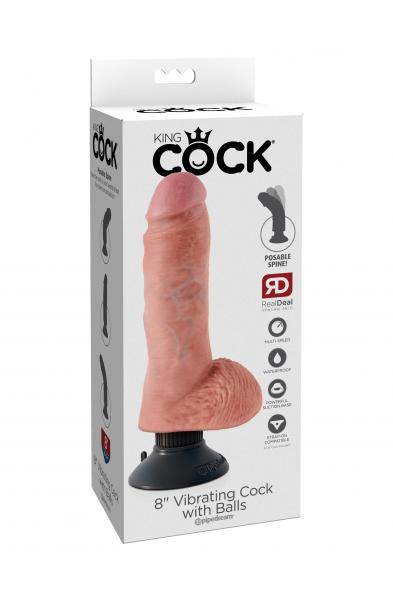 King Cock 8-Inch Vibrating Cock With Balls - Flesh