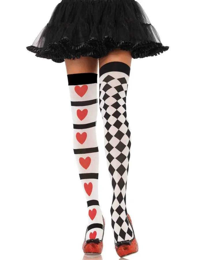 Harlequin and Heart Thigh Highs