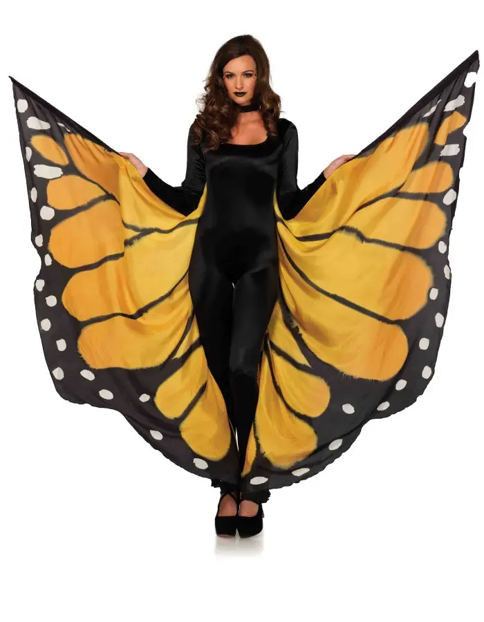 Festival Butterfly Wing Halter Cape - Orange/ - One Size - Black