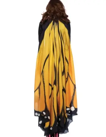 Festival Butterfly Wing Halter Cape - Orange/ - One Size - Black