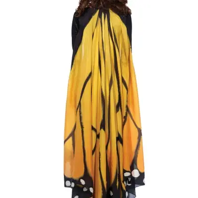 Festival Butterfly Wing Halter Cape - Orange/ - One Size - Black
