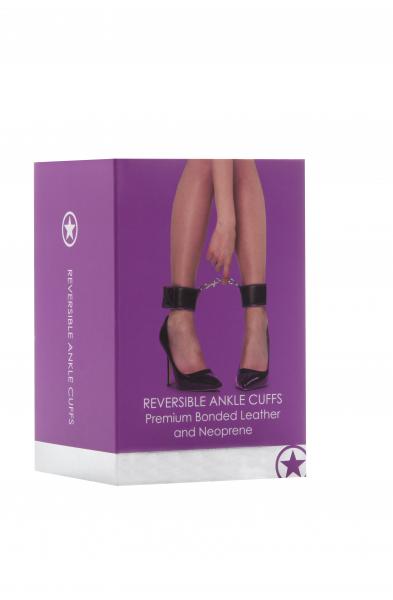 Reversible Ankle Cuffs Premium Bonded Leather and  Neoprene - Purple