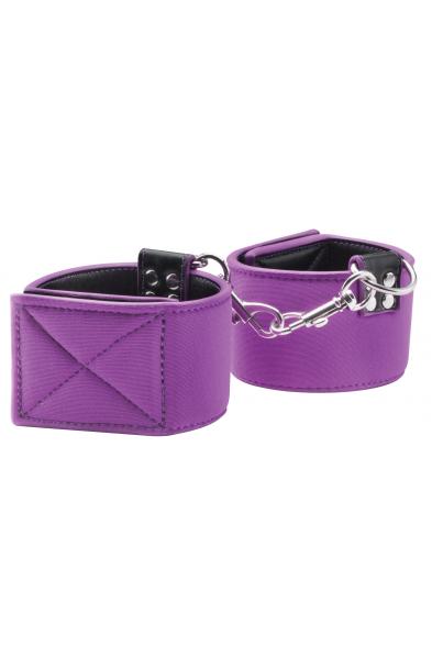 Reversible Ankle Cuffs Premium Bonded Leather and  Neoprene - Purple