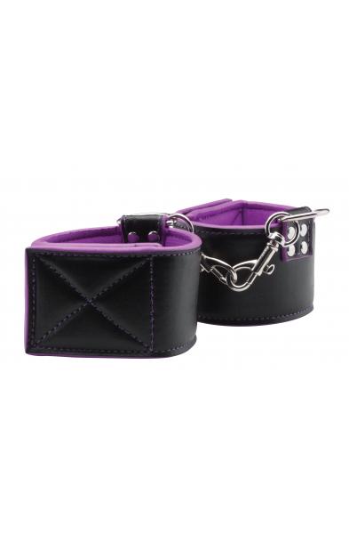 Reversible Ankle Cuffs Premium Bonded Leather and  Neoprene - Purple