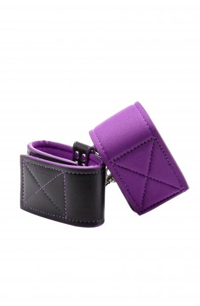 Reversible Ankle Cuffs Premium Bonded Leather and  Neoprene - Purple