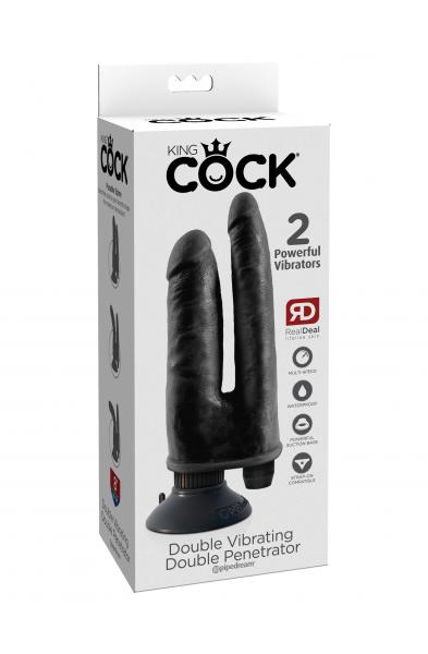 King Cock Double Vibrating Double Penetrator - Black