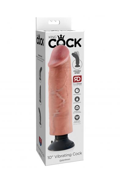 King Cock 10 Inch Vibrating Cock - Flesh