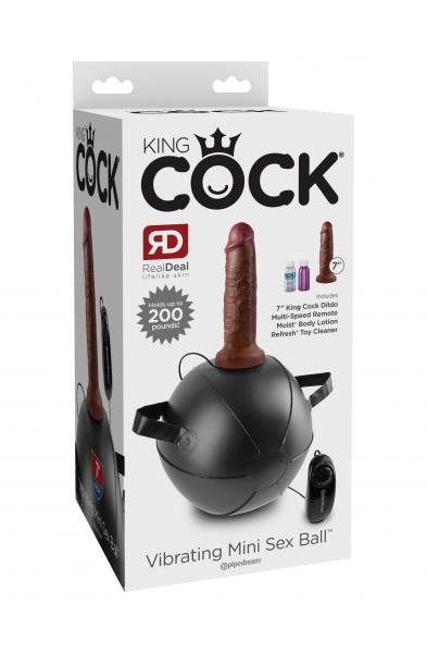 King Cock Vibrating Mini Sex Ball With 7" Dildo -  Brown