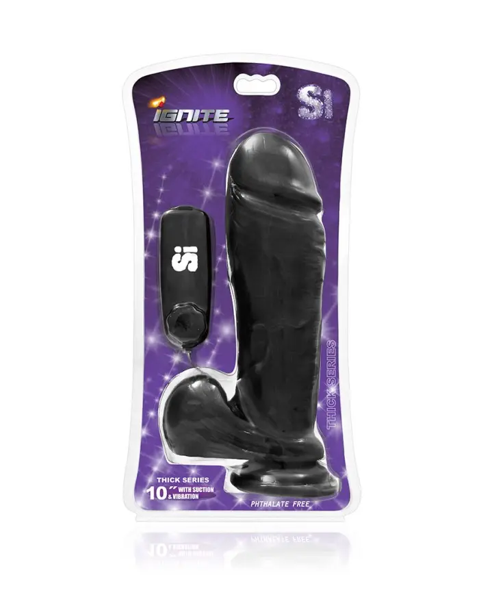 Thick Series 10" Thick Cock W/balls, Egg, &  Suction - Black