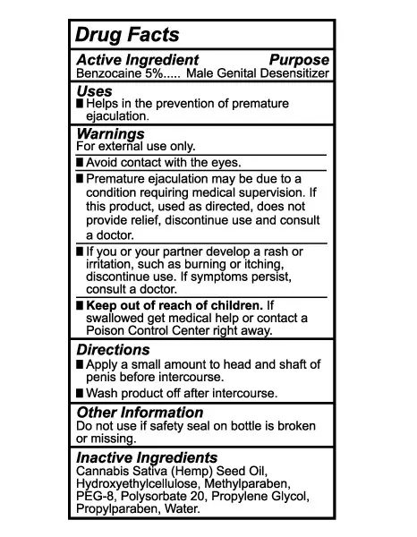 Higher Control Male Climax Control Lubricating Gel With Hemp - 2 Fl. Oz. / 60 ml