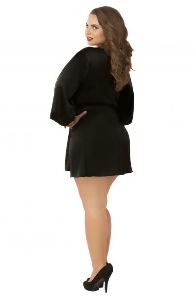 Satin & Eyelash Robe - Queen Size - Black